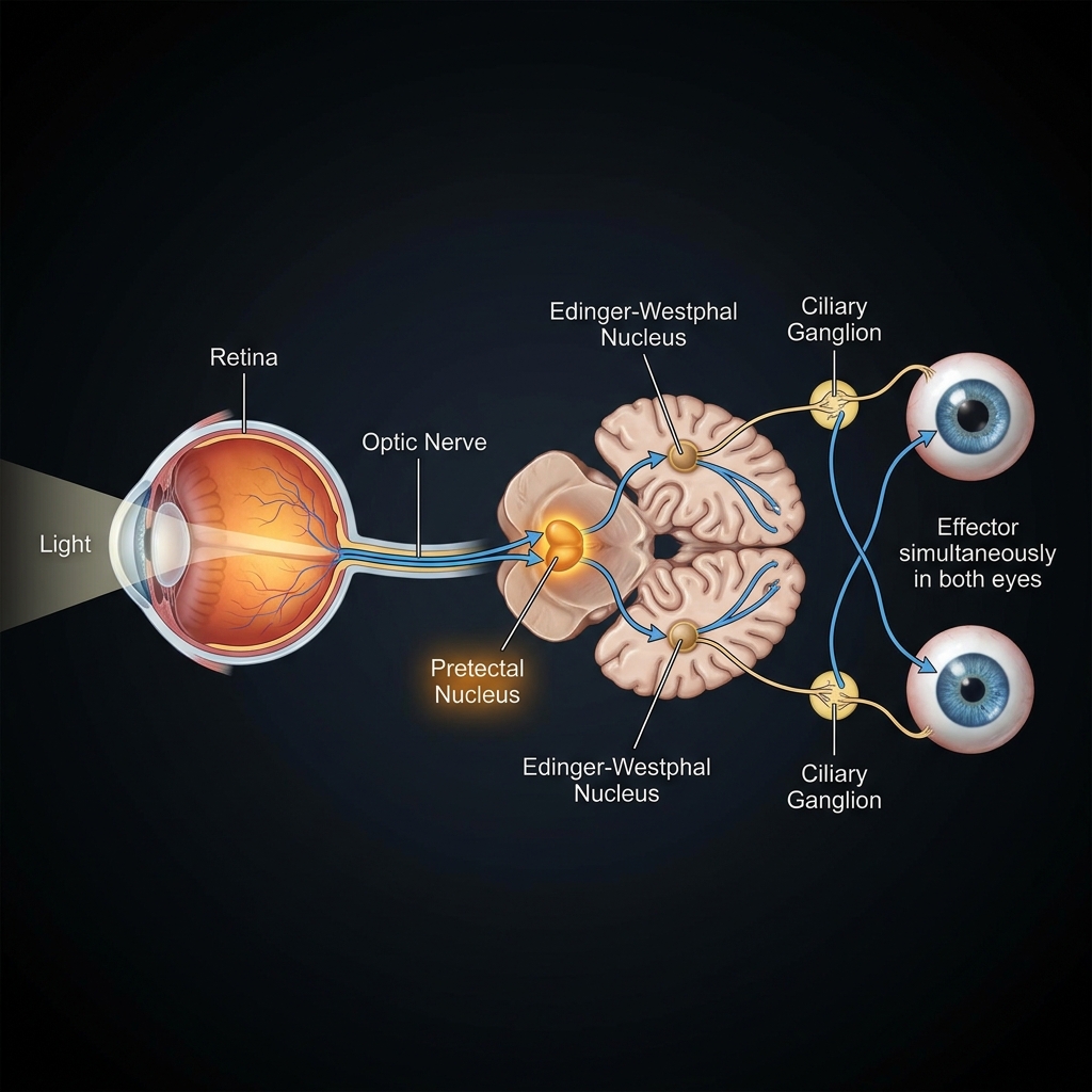 Clinical pupillometry showing normal pupil constriction in bright light vs dysregulated sluggish pupil in post-concussion